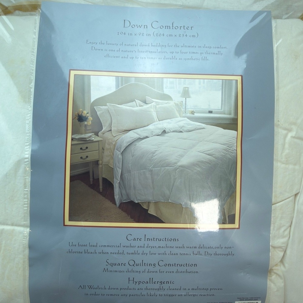 Woolrich Down Comforter King White Down Fill Cotton Solid Year-Round New - Picture 2 of 10